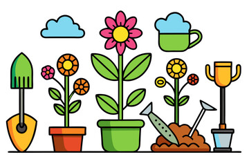 set of gardening tools