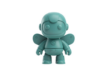 Isolated toy robot with wings on a neutral surface, a charming futuristic and fun toy concept