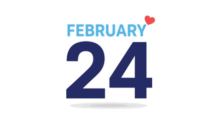 February twenty-fourth design with red heart accent marking a romantic anniversary or special memorable Valentines Day concept illustration graphic