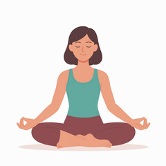 Fototapeta premium A flat vector illustration of a person doing yoga in a serene pose, representing mental balance, on a white background