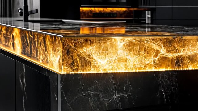 Luxury Kitchen Countertop With Backlit Onyx.