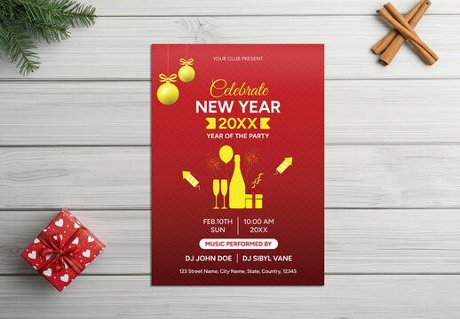 Happy New Year Celebration Party Event Flyer Template