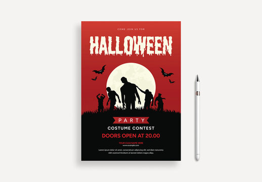 Modern Halloween Costume Contest Party Flyer Design