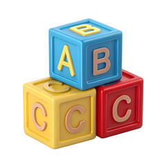 Three colorful alphabet blocks stacked together showing abc and c
