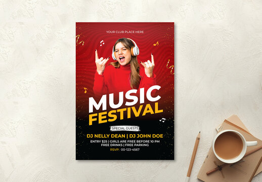Modern Music Festival Party Invitation Flyer Layout