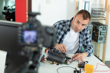 technology podcast and people concept