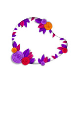 Background with flowers and autumn leaves paper cut style, copy space for text, vector fall floral illustration. Wedding invitation or romantic greeting card.ai