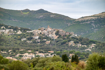 Corsica, a traditional village in the mountain, typical houses
