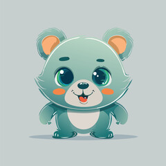 Obraz premium Adorable and charming little cartoon bear with big sparkling eyes and a cheerful smile, embodying cuteness and joy, perfect for children's designs or playful themes