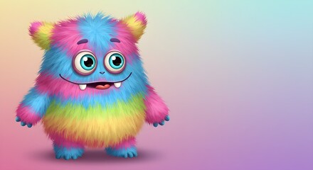 Naklejka premium Colorful fluffy monster illustration