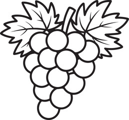 Simple Grapes Outline Drawing – Fruit Coloring Page for Kids