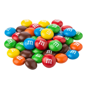 m&m's colorful chocolate candy isolated on white background