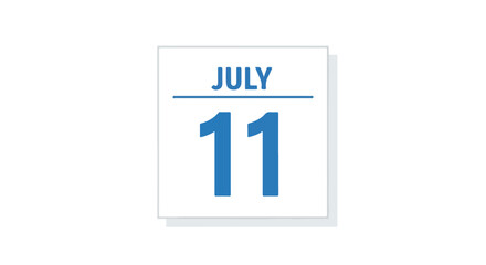 Calendar icon displaying July 11th, representing a specific date for events or schedules with light design and clear typography for reminders and