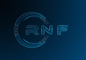 RNF low poly letter logo vector design. RNF lower poly logo design. Low poly logo.