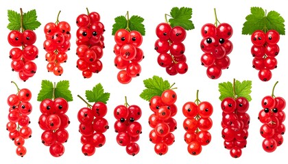 Red currants with faces, isolated