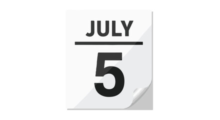 Fifth of July calendar page, symbolizing summer events, schedules, reminders and important dates for personal planning or commemoration 155