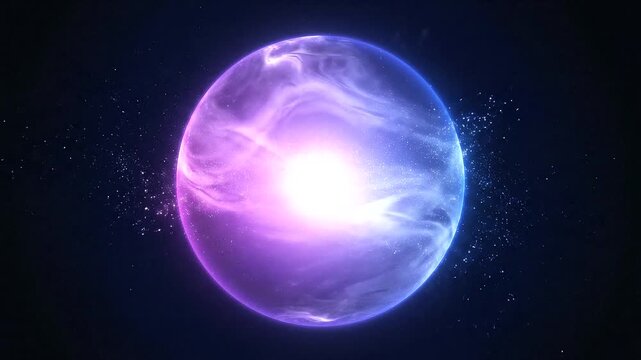 glowing energy orb pulsating with light and particles.