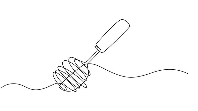 Animated self drawing of continuous line draw Balloon Whisk. Cooking Balloon Whisk continuous one line drawing animation, Whisk Kitchen Icon In Line Style, Full length one line animation, hand drawing