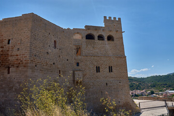The majestic castle and church of Valderrobres, Teruel, dominate the skyline of this historic...