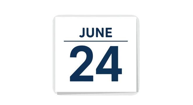 Calendar Page Depicting the Twenty Fourth of June, Illustrating a Specific Date Icon  in Month - Powered by Adobe