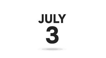 Minimalist July 3rd date representation for schedules, reminders, and event planning, black text on a pristine white backdrop perfect for digital