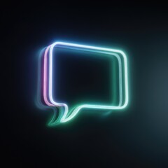 A vibrant, neon-lit speech bubble design, showcasing a dynamic, three-dimensional effect against a dark background.