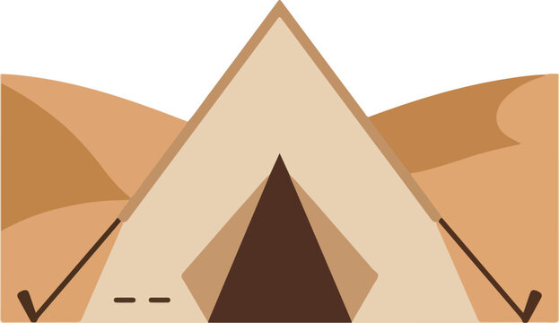 Beige tent against sand dunes, perfect for travel, adventure, desert, camping, summer vacation, wanderlust, tourism, outdoors, and exploration themes.