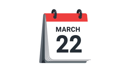 Stylized tear-off calendar illustrating the date of March 22nd with a minimalist design element that embodies organization and timeliness