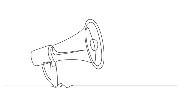Abstract megaphone, Self drawing animation one continuous line draw, logo, Communication and promotion concept, perfect for promotions, marketing, sales concept, Full length single line animation. pro