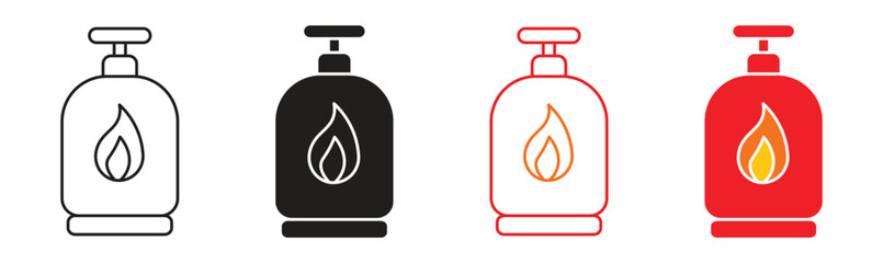 Cooking gas cylinder icon set .Gas tank icon set. Fuel canister pictogram. Vector illustration .