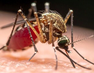 Close-up of a mosquito feeding on skin (1)