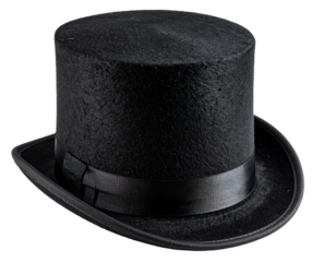 Black Silk Top Hat — Transparent Background