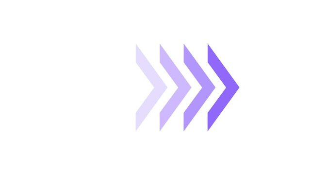 Right-directional arrow loop animation . Animated arrows for the overlay video layer. arrow icon concept animation on white background, 4k, video. 