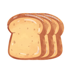 Bread vector illustration with watercolor painting style, bread clip art, clip art of bread, sliced white bread loaf cartoon