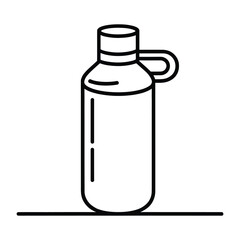 Line art illustration of a reusable water bottle, promoting sustainability, hydration, and ecofriendly lifestyle choices