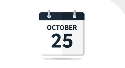 Single page tear-off calendar icon displaying the date October 25th in a minimalist style appointment illustration