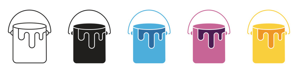 Paint bucket icon set isolated on white background. Vector illustration .