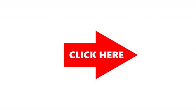 Red arrow click here button animation for web and digital marketing. animation on white background 4k video