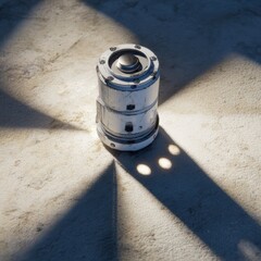 Vintage Lantern Casting Intriguing Shadows on Concrete Surface, Highlighting Industrial Design and Ambient Atmosphere