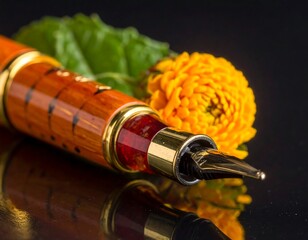 Close-up of a pen and flower