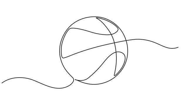 Basket ball continuous one line drawing animation, Animation of one line drawing of basketball on the floor. Ball for basketball game. Back to school minimalist, sport education concept. Continuous