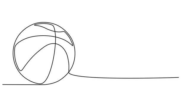 Basket ball continuous one line drawing animation, Animation of one line drawing of basketball on the floor. Ball for basketball game. Back to school minimalist, sport education concept. Continuous