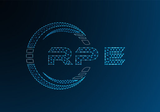 RPE low poly letter logo vector design. RPE lower poly logo design. Low poly logo.