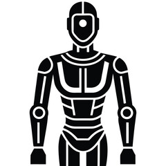 humanoid robot silhouette vector illustration