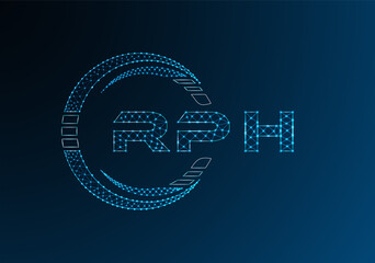 RPH low poly letter logo vector design. RPH lower poly logo design. Low poly logo.