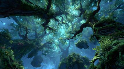 Surreal Floating Jungle with Humanoid Tree Limbs