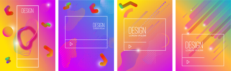 Fototapeta premium Set of modern design templates in minimalist liquid style. Creative covers for flyer, poster, advertising, promo. Vector illustration