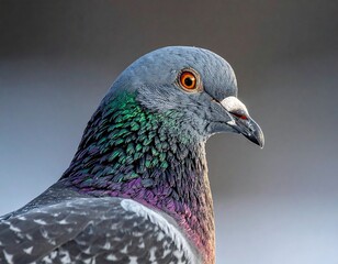 Close-up of a pigeon's head and neck