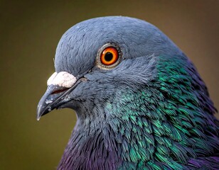 Close-up of a pigeon's head and neck