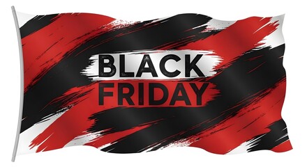 Bold black friday sale announcement with abstract red and black brush strokes